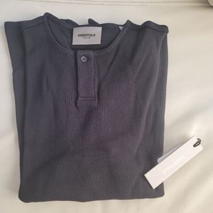 Essentials Black Long Sleeve Henley